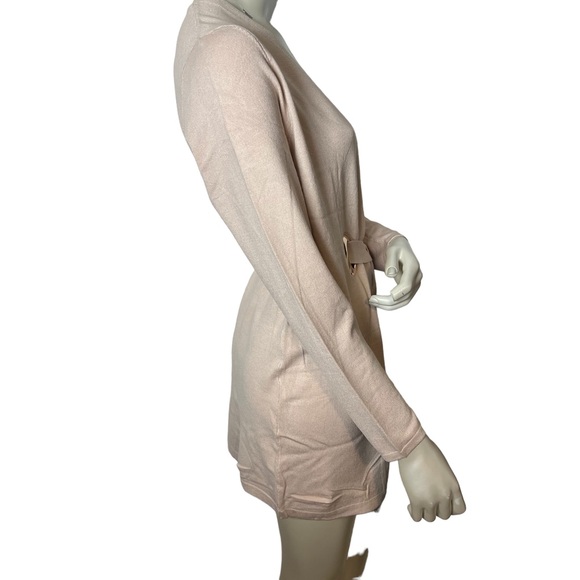 Coco Bleu Oatmeal Heather Long Sleeve Tie Knit Cardigan. - Picture 6 of 10